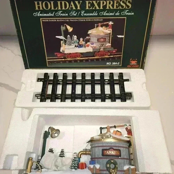 NIB Bright Holiday Express Animated Water Tanker Skating Train Car - Picture 2 of 9